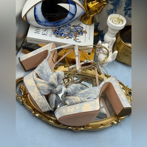 🆕 LOEFFLER RANDALL 🧿 NWOB Natalia Blue Floral Platform Sandals, Sz 7 US - Picture 13 of 15